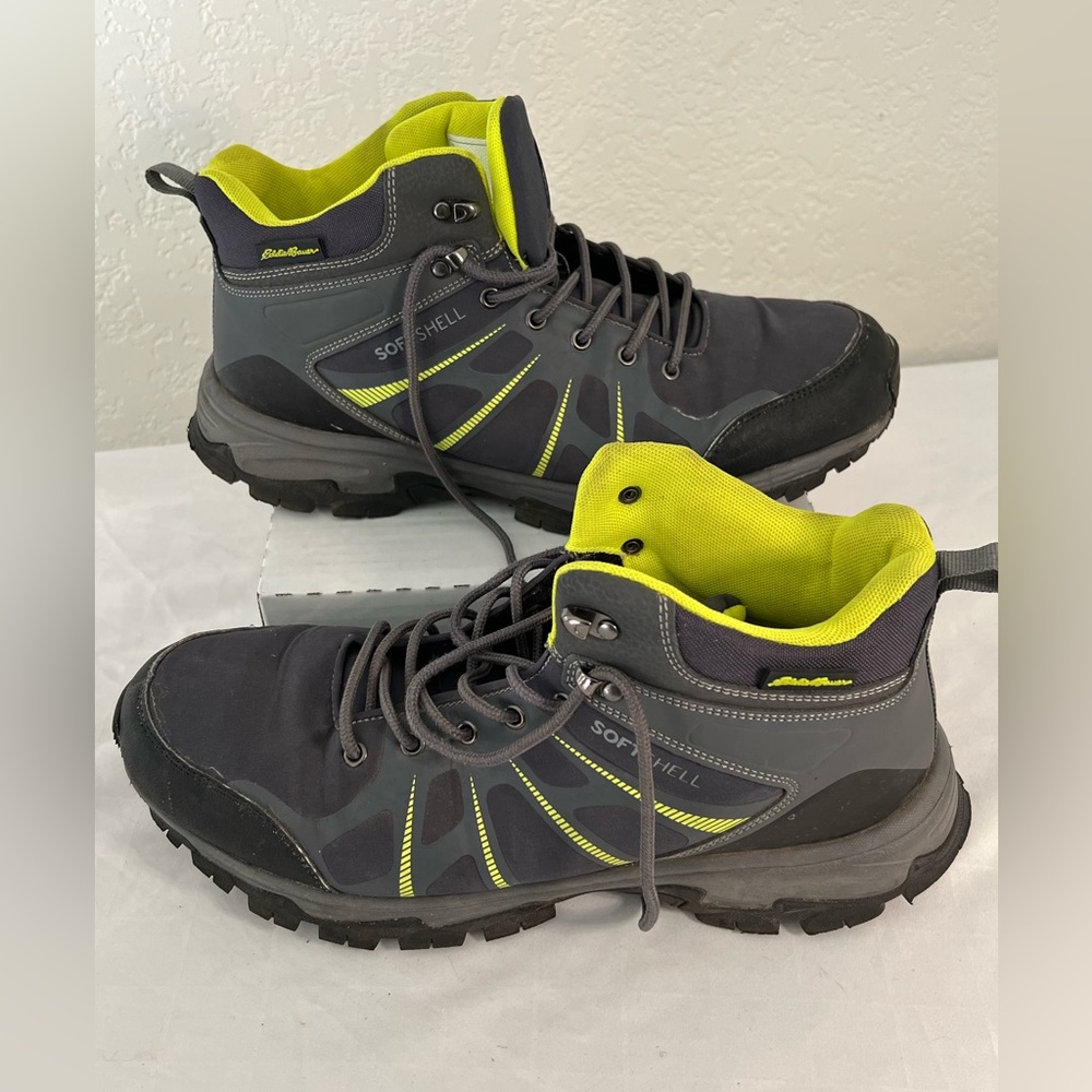 Eddie Bauer Summit Mid Ankle Hiking Boots Grey Lime‎ Men's Shoe Size 12M EUC